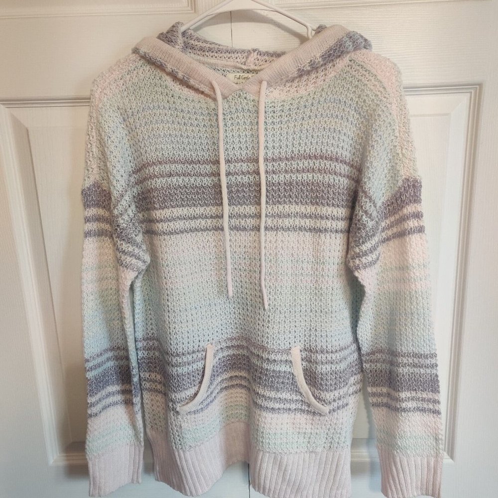 Full Circle Trends Women's Size M Knit Hoodie White teal made in bangladesh